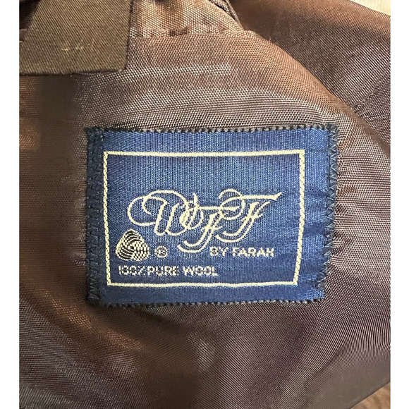 Vintage WFF by Farah Brown Pure Wool Blazer Sports Coat, Size 44R - Picture 3 of 7